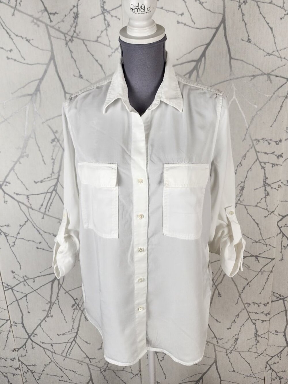 The Group Babton White 100% Tencel Button Front Utility Shirt